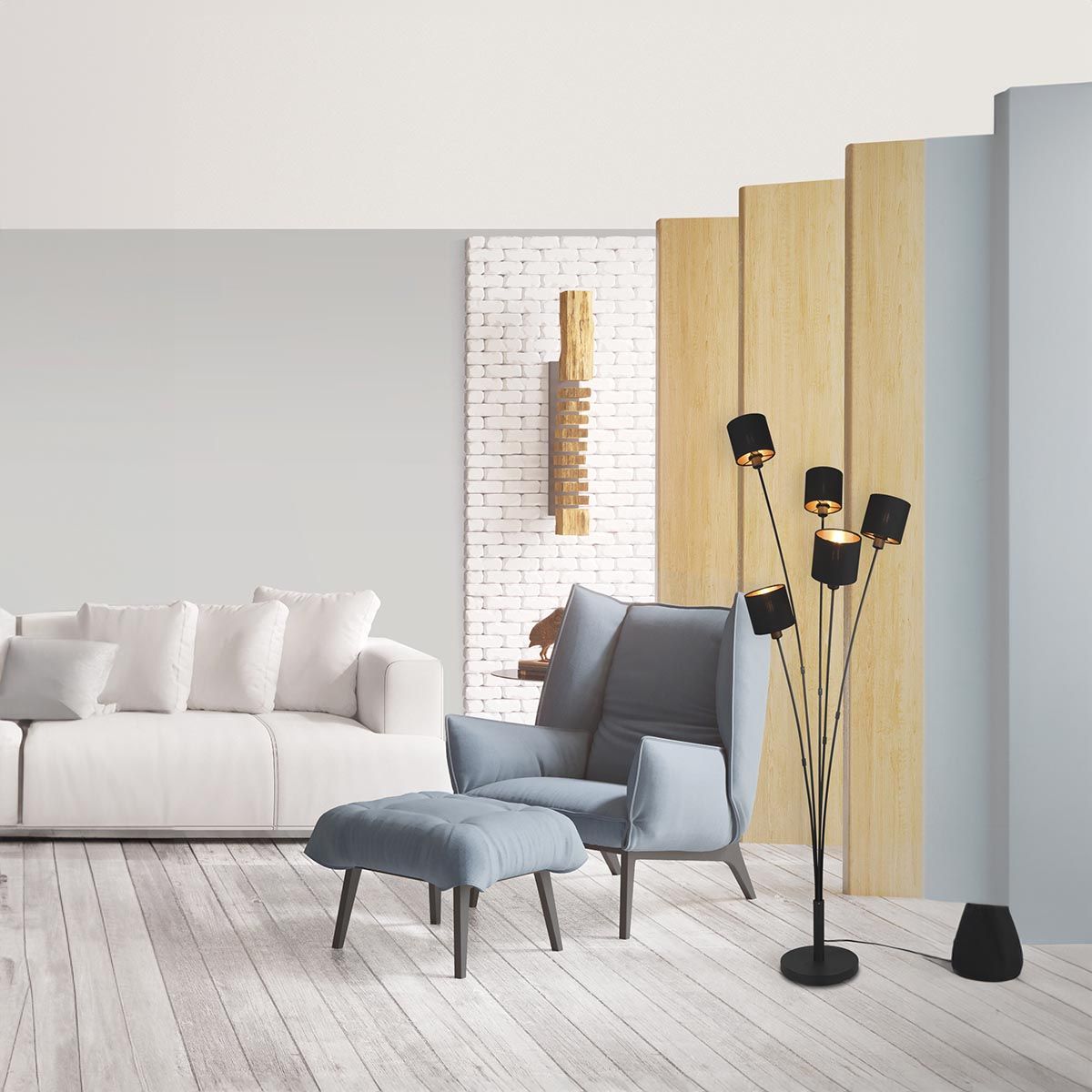 Lampen: Stehleuchte, 5 Strahler, Stoff, 163 cm – Neu (gemäss Beschreibung) aus Kreuzlingen von Smart-Light 1