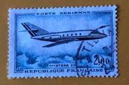 Briefmarke aus Frankreich Dassault Mystère 20 gestempelt 