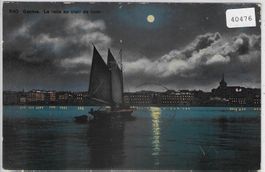 Geneve - La rade au clair de lune - Mondschein-Litho