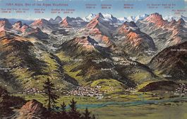 Vogelschau-AK: Aigle, Bex, Alpes Vaudoises, circulée 1928