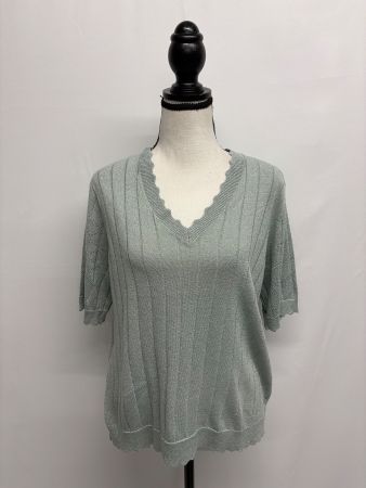 Only Feinstrick Shirt mint  mit V-Ausschnitt L Glitzer