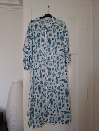 Robe de plage TU poissons &coraux bleue et blanche