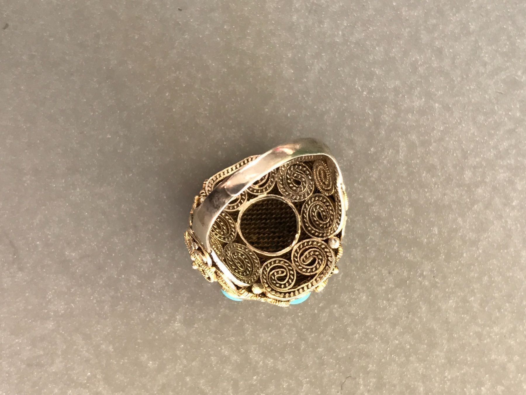 Anelli: Jugendstil CHINA TÜRKIS RING filigranst variable Ringgrösse – Usato da Basel venduto da gretchen03 4