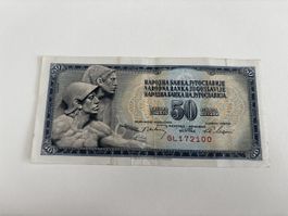 50 Dinar Jugoslawien 1968 Banknote guter Zustand