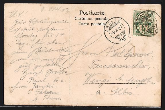 Cartoline postali: Andeer, Kirche, von der Strasse gesehen – Usato da Berlin venduto da bartko-reher 1