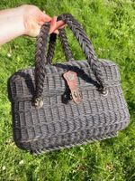 antik panier Korb osier 1900  monogramme BVC