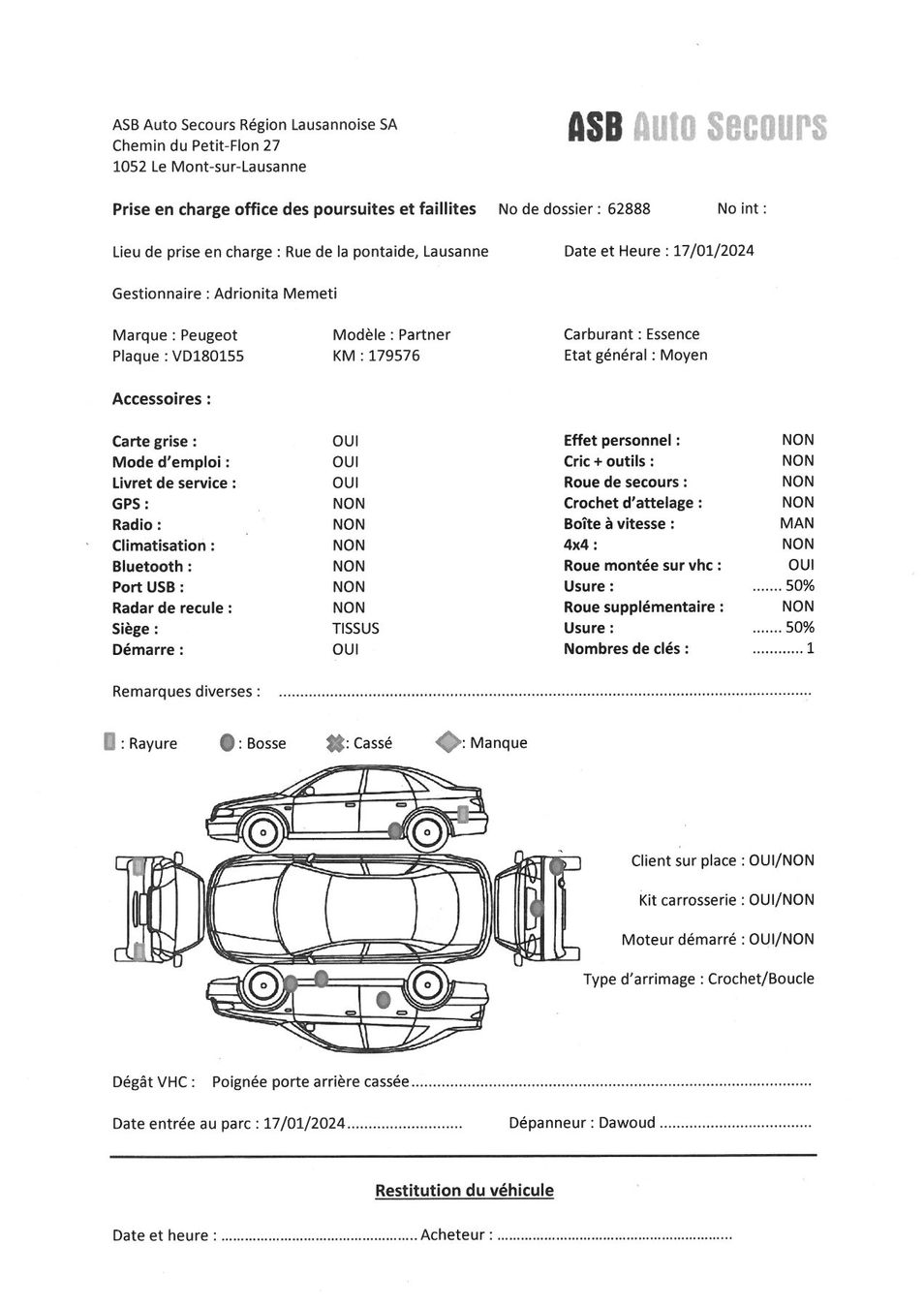 Peugeot Véhicules utilitaires: Peugeot Partner 1.6i 98 – D'occasion à Lausanne par  9