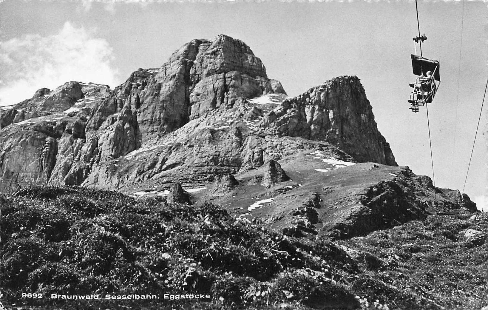 Cartoline postali: Braunwald Sesselbahn eggstocke Seilbahn – Usato da Biasca venduto da Blenio71