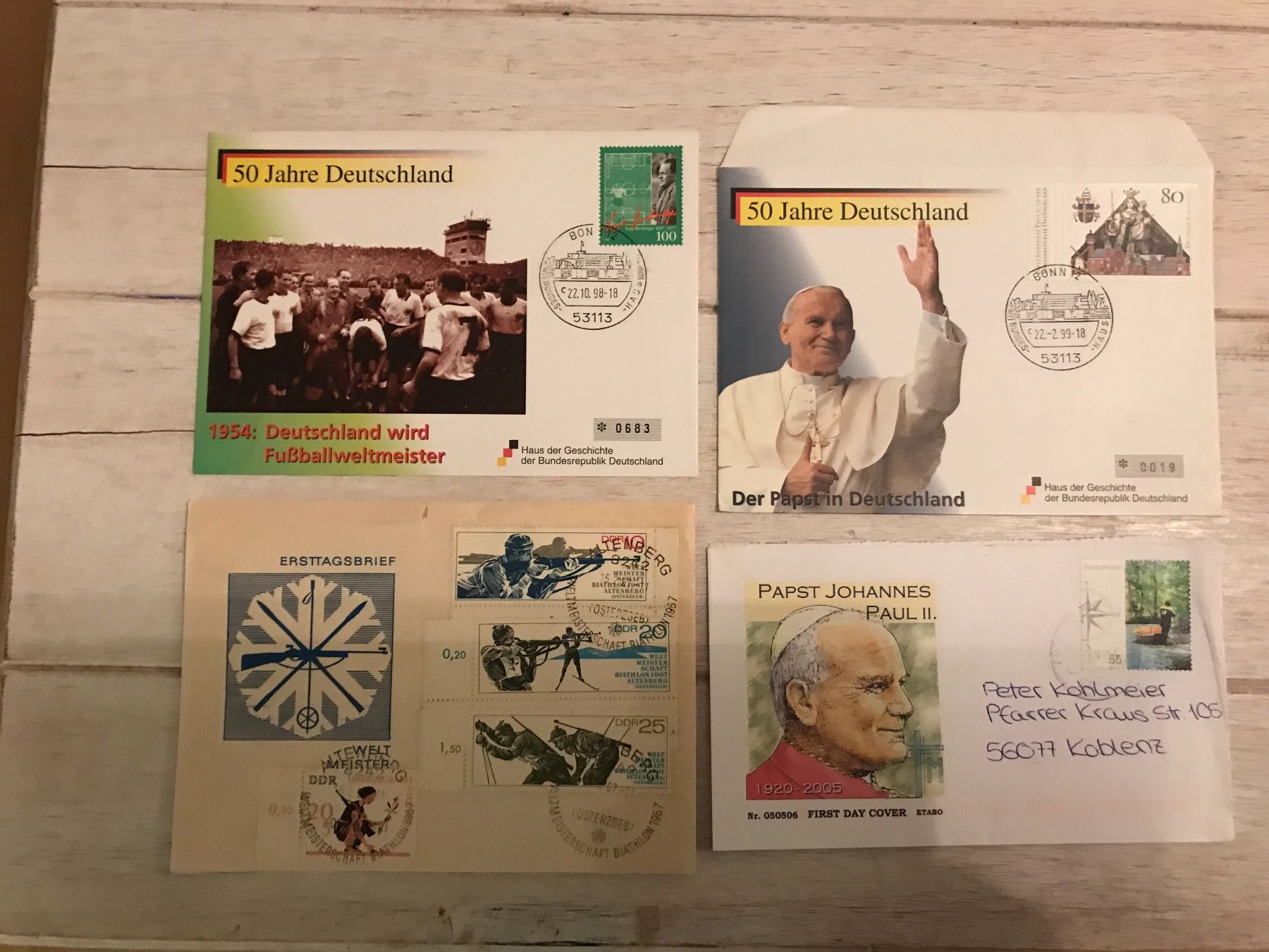 Alle Briefmarken: 100 FDC Deutschland (800-27) – Gebraucht aus St.Gallen von Bigdisch 4