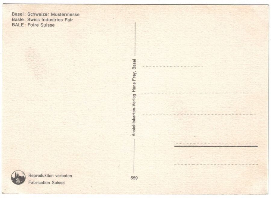 Cartoline postali: Basel, Mustermesse, Tram, um 1960 – Usato da Frauenfeld venduto da POML 1