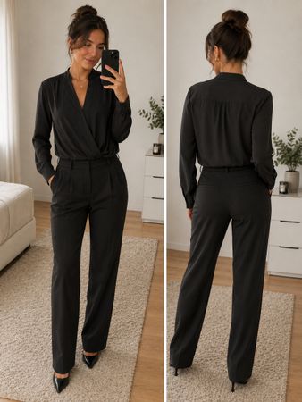 New Look Bluse langarm schwarz Grösse 34 