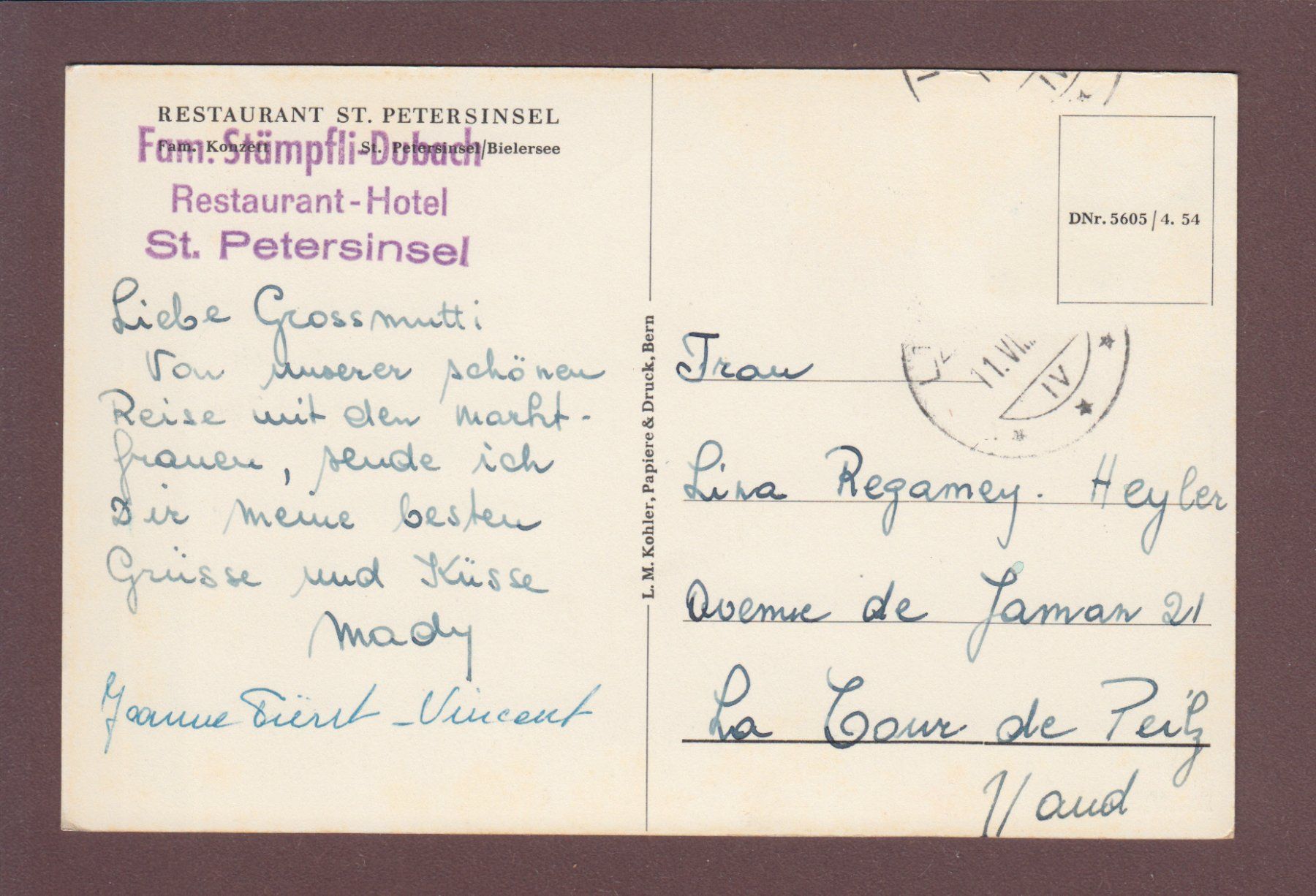 Cartoline postali: Restaurant ST. PETERSINSEL – Usato da Pully venduto da nicecards 1