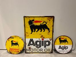 3 Pcs Agip Blechtafel für Dekoration NEU! Top! Der Renner!!!