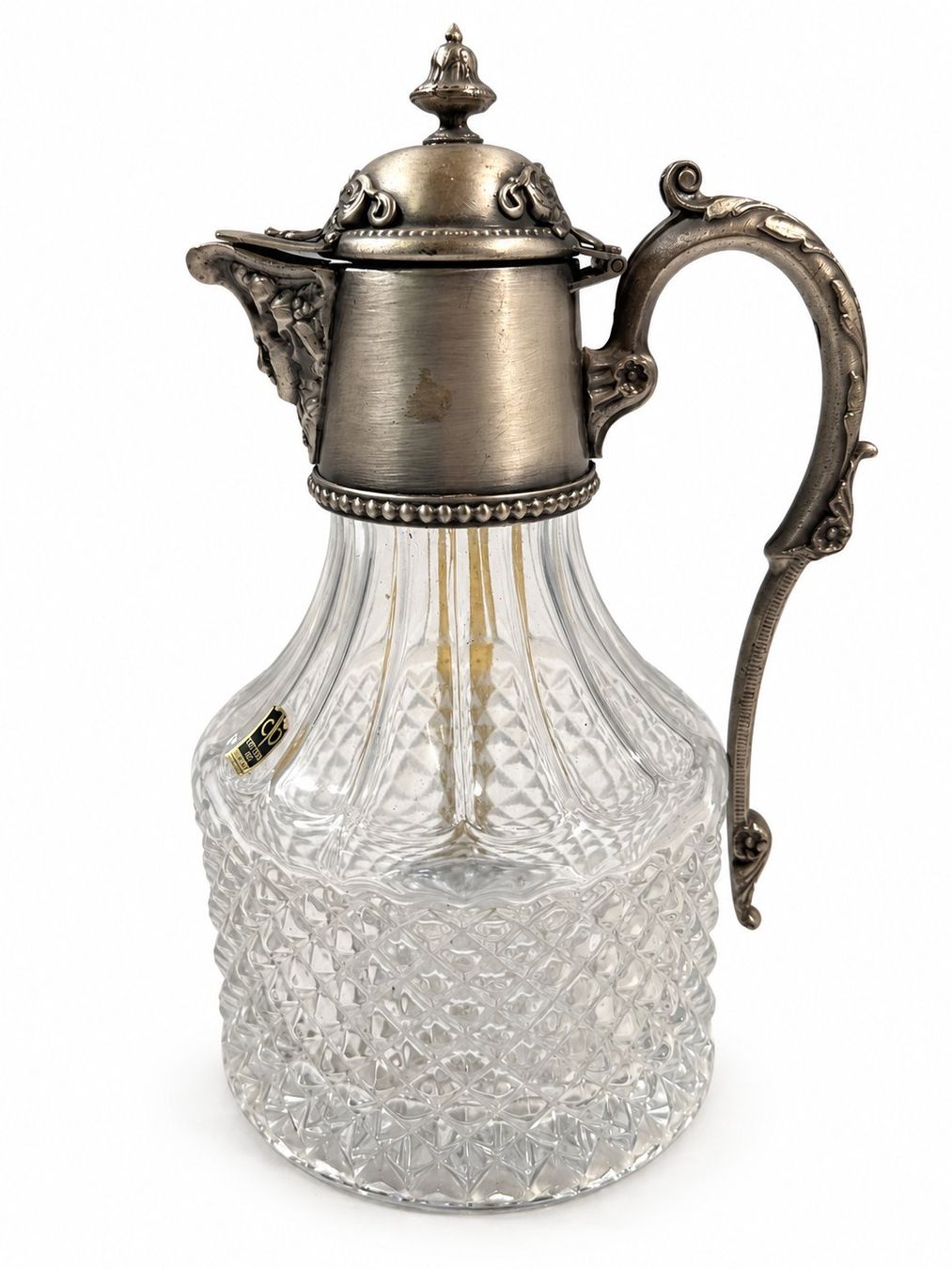 Caraffe: Dekorative Glaskaraffe mit verziertem Metalldeckel – Usato da Zollikerberg venduto da lin_yc2n 2