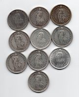 (612) Schweiz, 2 Franken, 1874-1905, ohne 1896, inkl. 1901