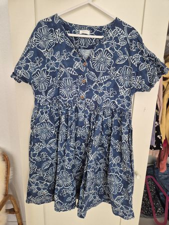NEXT Kleid Blumenmuster Blau Weiss Grösse 128