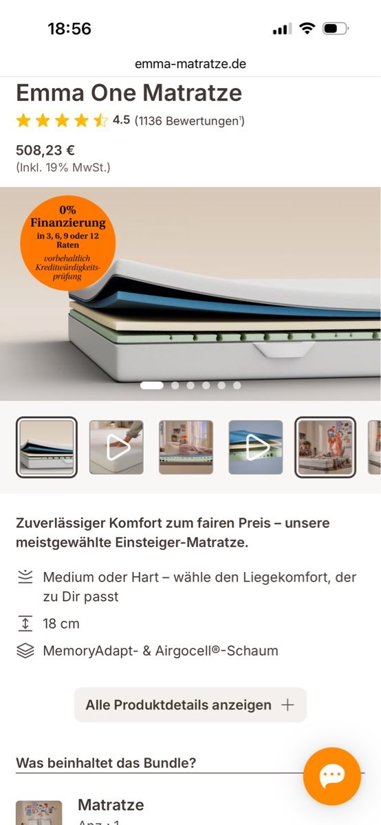 Emma Matratzen: Emma Matratze One V3 160x200 – Gebraucht aus Tann von GSXR_Tobi 2