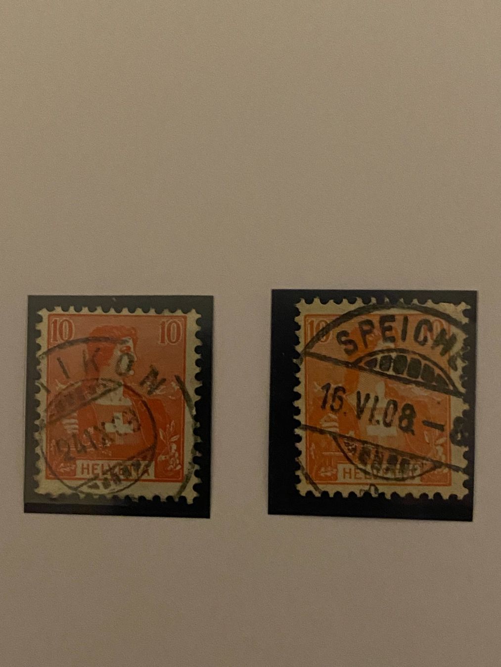 Tous les timbres: Briefmarken Schweiz 10 Rp. 1908 2 Stk. gebraucht – D'occasion à matten b. interlaken par jfran17