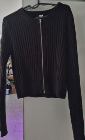 Damen Strickjacke Reissverschluss Schwarz Grösse M getragen