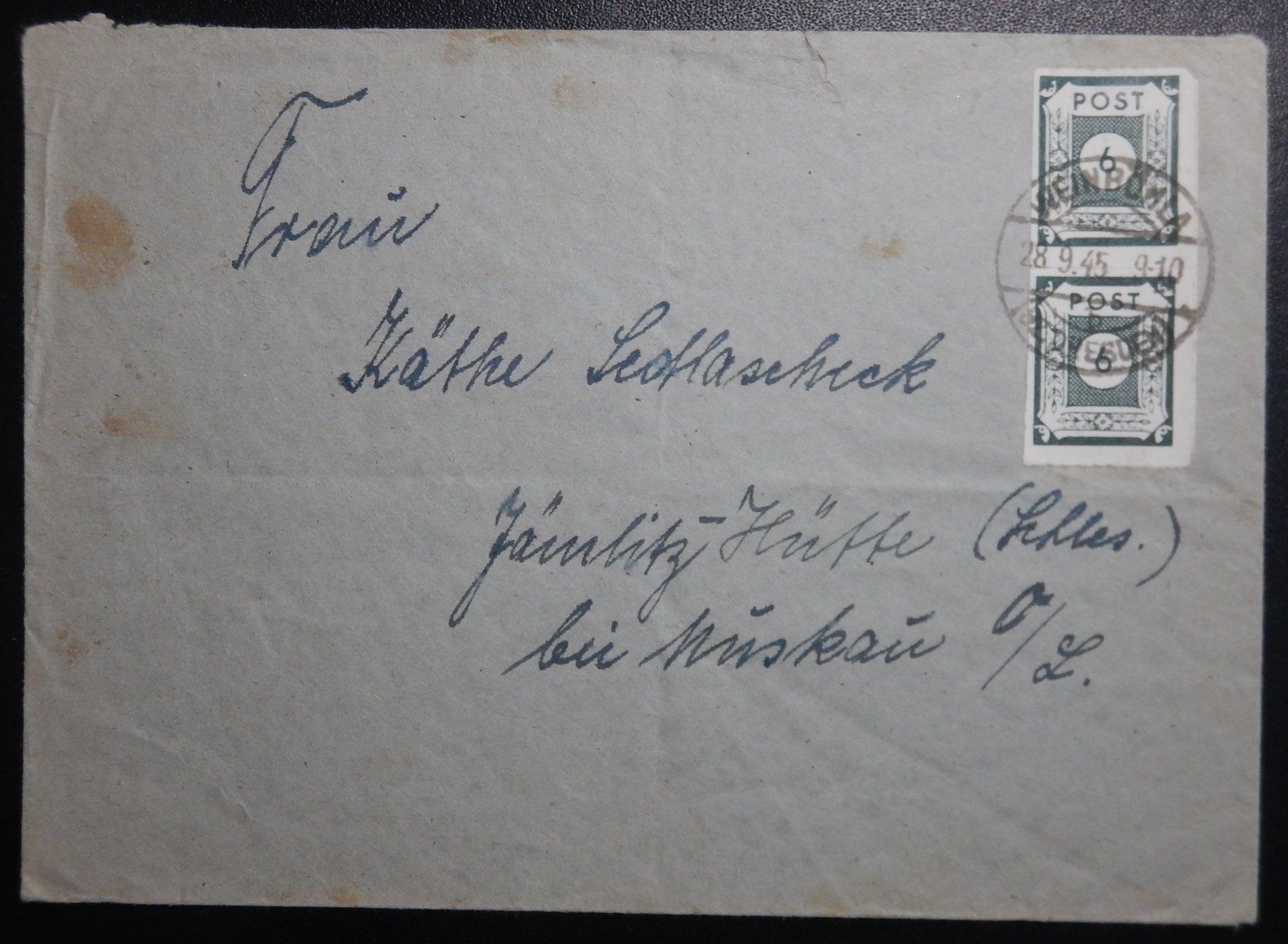 Alle Briefmarken: Deutsche Post Kat. 43 BC L11 gest. 1945 auf Brief Kat. 500 E – Gebraucht aus Zürich von Muehlekauf