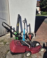 Rasenmäher, Laubbläser, Trimmer, Heckenschere