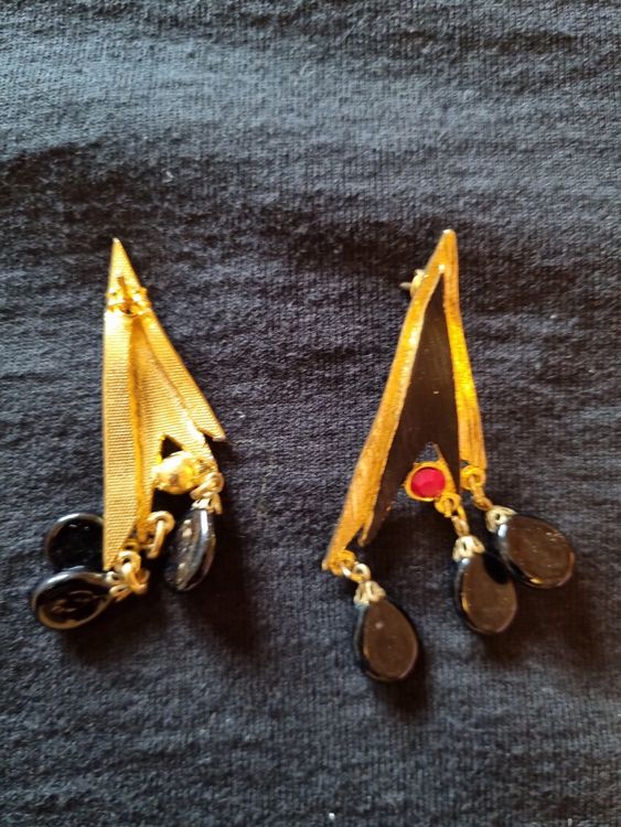 Boucles D'oreilles Vintage Années 70/80 - Métal Doré à Pinces - Occasion