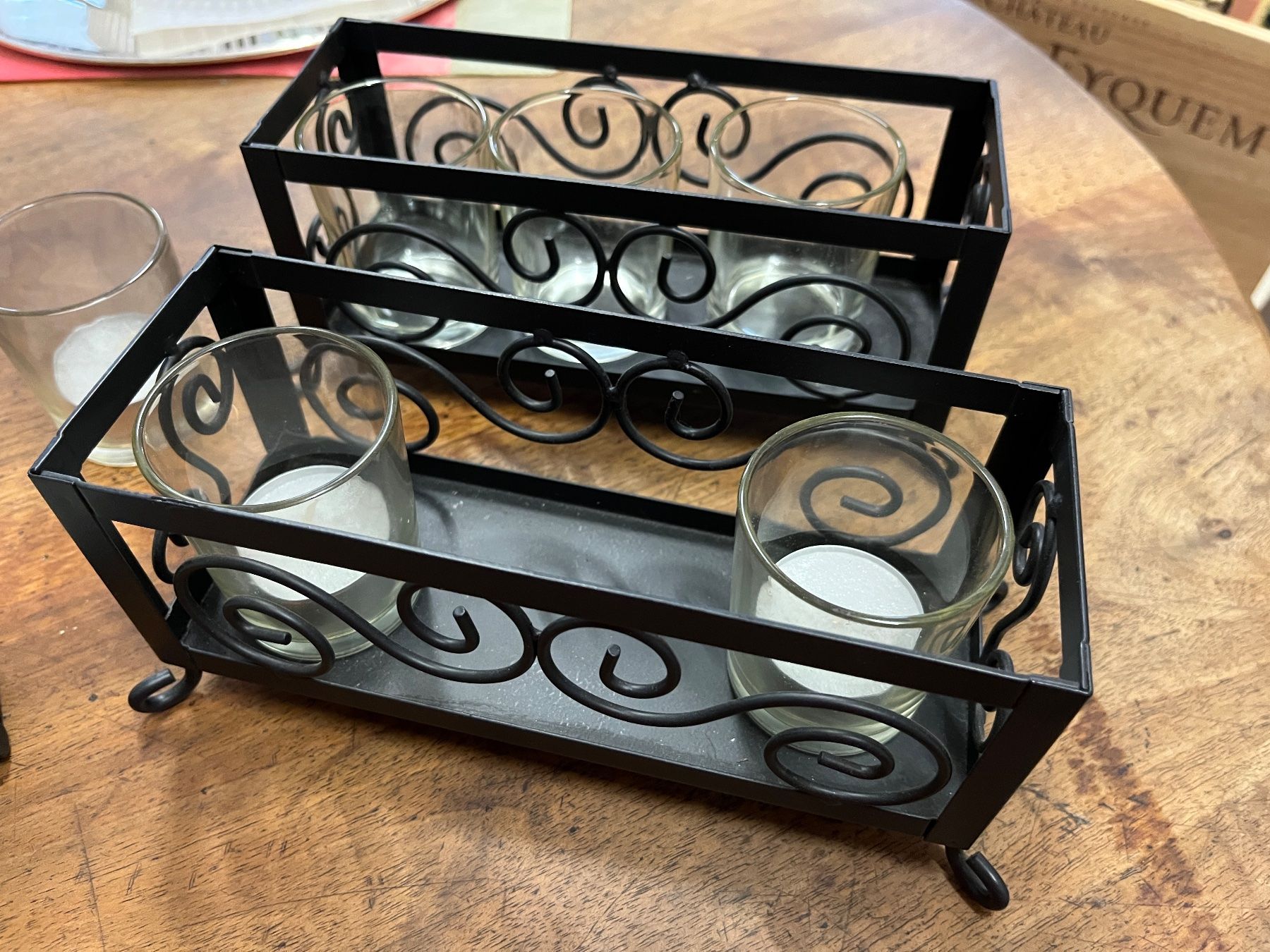 Portacandele: 2 Kerzenhalter / Organizer  Metall + Glas Teelicht – Usato da Stetten AG venduto da Brissago25 4