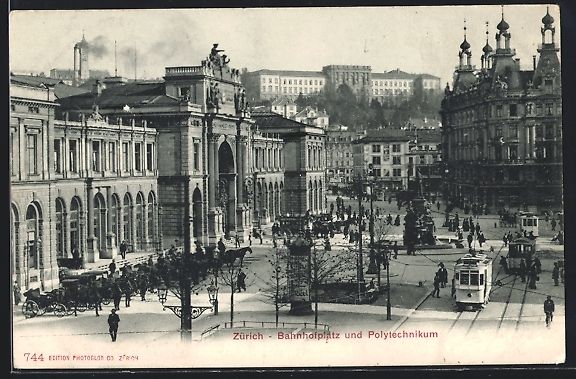 Cartoline postali: Zürich, Bahnhofplatz und Polytechnikum- – Usato da Berlin venduto da bartko-reher