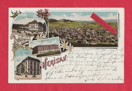 Gruss aus Herisau (AR) 4-Bild Farb-Litho mit Heinrichsbad