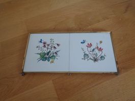 Untersetzer mit Kugel Füsschen antik mit Blumenmuster
