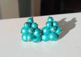 Vintage Ohrclips Ein Strauß blauer Beeren 50er Jahre