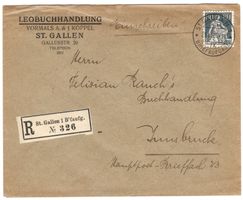 Chargé Beleg von ST. GALLEN nach INNSBRUCK (ÖSTERREICH)