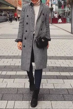 Zara Woman Doppelreihiger Karierter Mantel