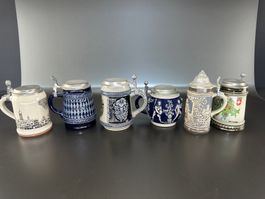 6x Bierkrug Humpen, Schweiz, Kitzbühel, Stadt Aichach, Gertz