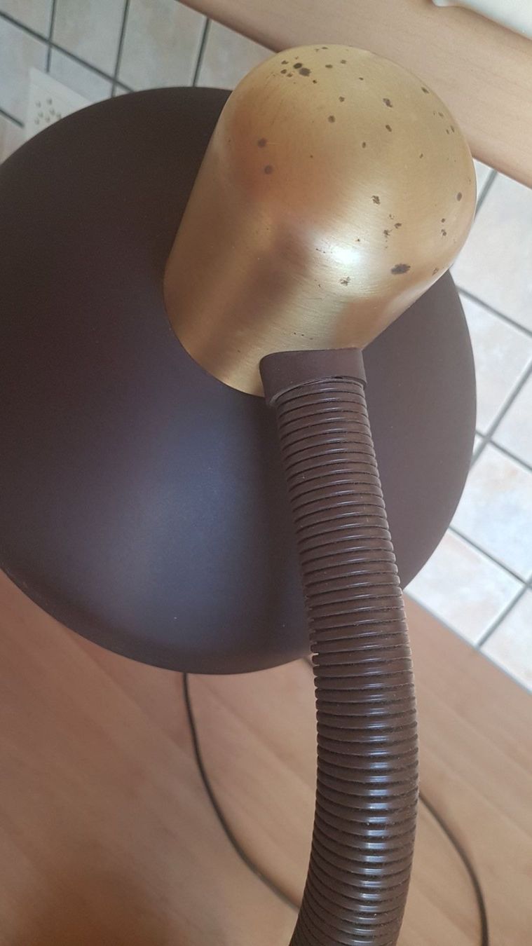 Lampade: Lampe de bureau vintage dorée et marron – Usato da Villiers venduto da san_jn5w 2