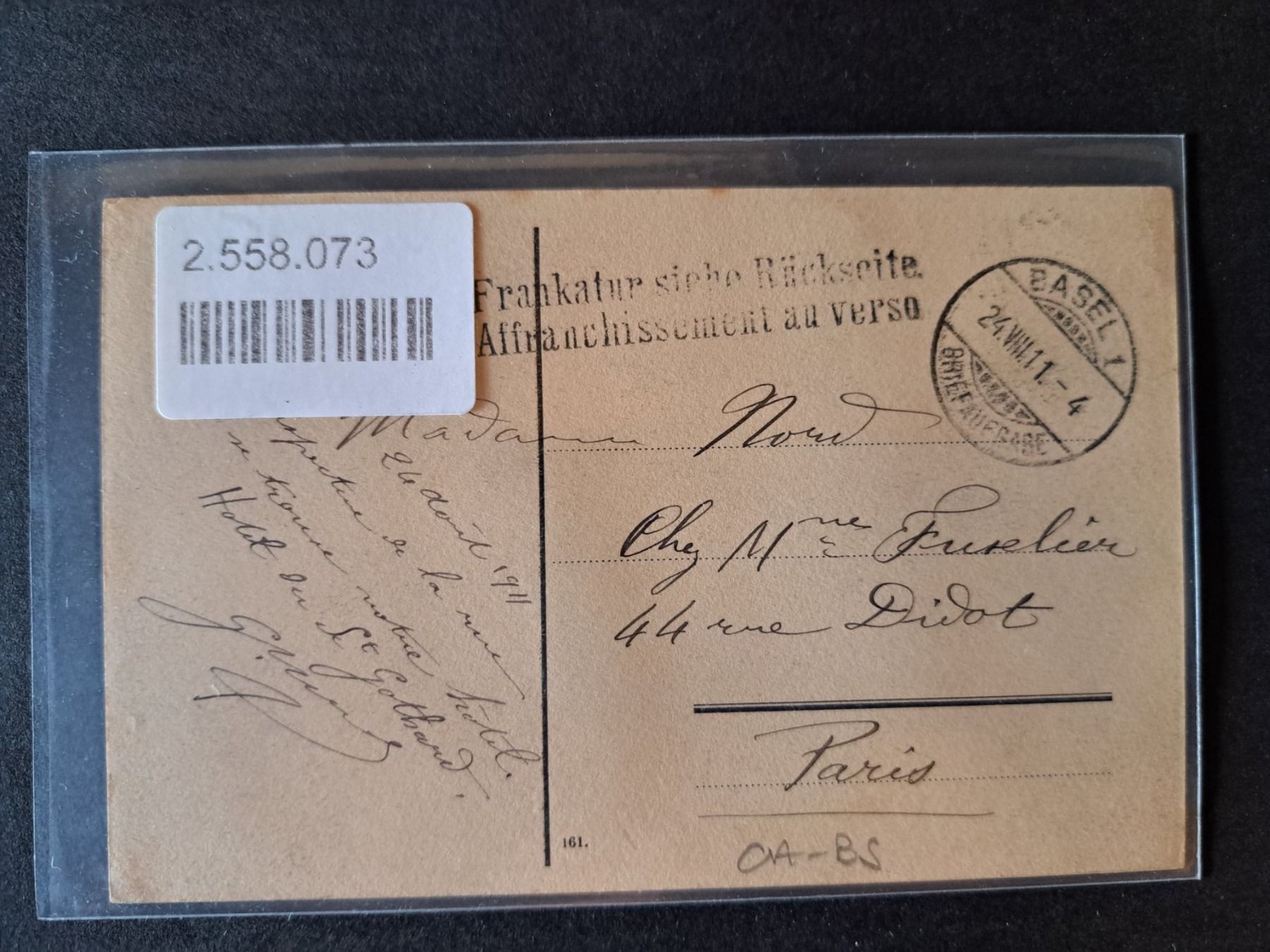 Cartoline postali: Ancienne CP de Bâle  - Bundesbahnhof 1911 – Usato da Pailly venduto da jme99 1