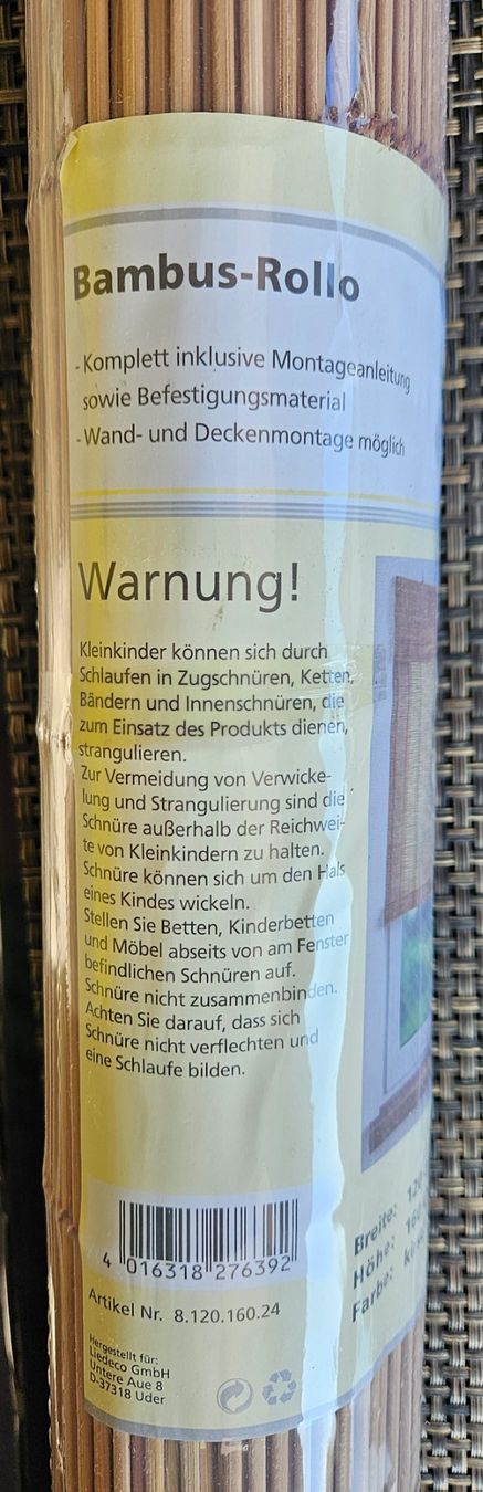 Markisen: Bambusrollo 120 x 160 cm – Neu und originalverpackt aus Wikon von rbr_7qmy 1