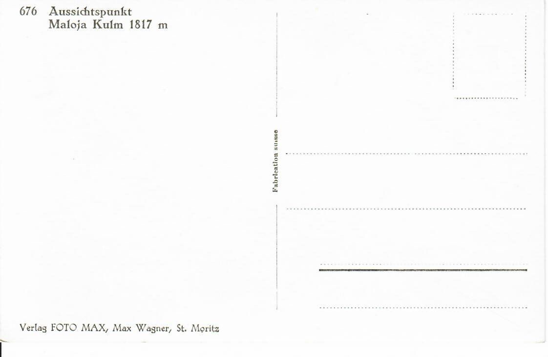 Cartoline postali: Aussichtspunkt - Maloja Kulm – Usato da Hochdorf venduto da Ziegel-16 1