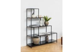 AC Design Regal Seaford 135x35x150 cm Schwarz Bücherregal