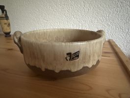 Schale Keramik mit Henkel braun beige Made in Germany 20cm