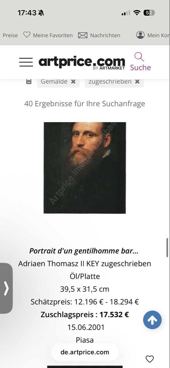 Gemälde: Museales Porträt 16.jh. – Gebraucht aus Emmenbrücke von Antikvogel 4