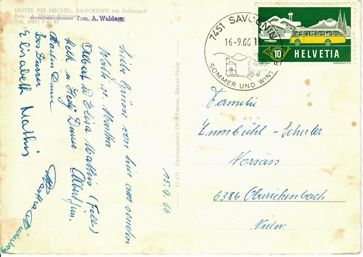 Cartes postales: Savognin – D'occasion à Hochdorf par Ziegel-16 1