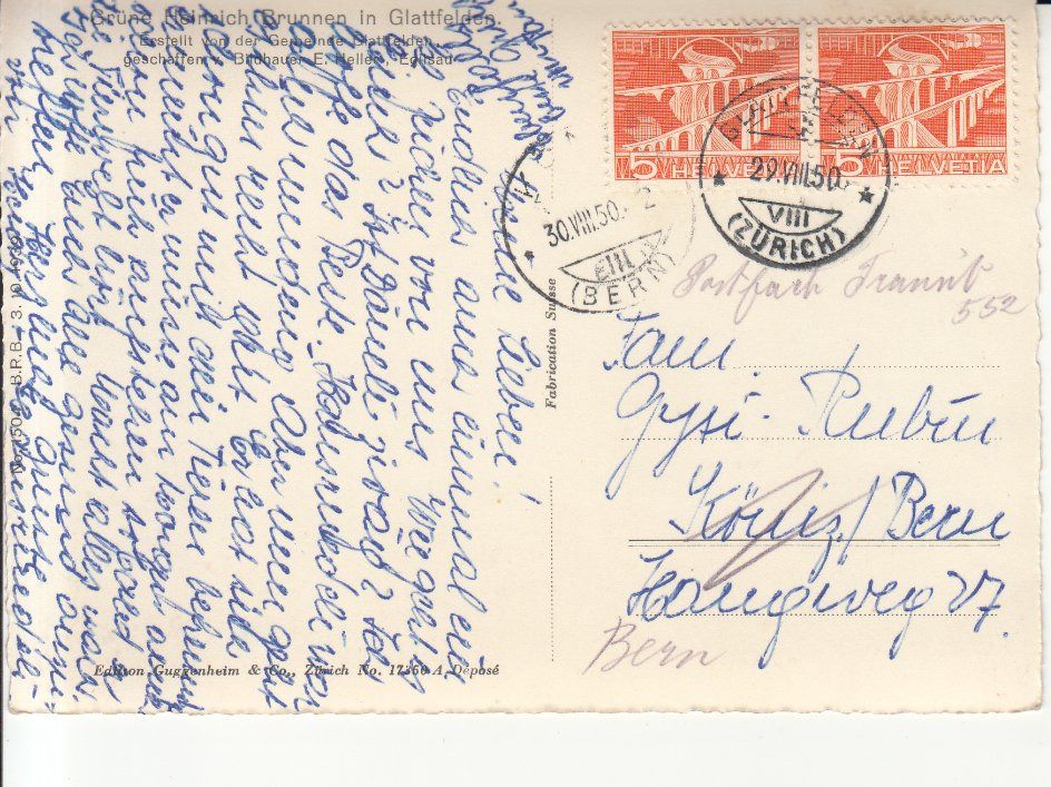 Cartoline postali: Glattfelden 1950 – Usato da Bürglen TG venduto da StampGraf 1
