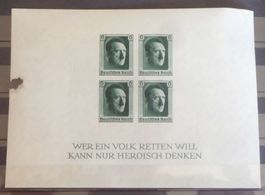 1937: 1. Nationale Briefmarkenausstellung, Block *, defekt