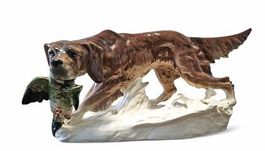 Grosse Keramik Figur Vintage, Jagdhund "Royal Dux"
