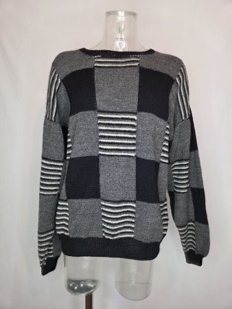 Vintage Strickpullover Muster 90er - XL
