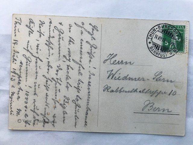 Cartoline postali: Biglen, von 1913 – Usato da Niederscherli venduto da Lucia16 1