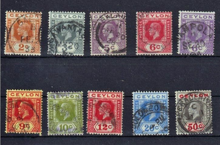 Tutti i francobolli: Ceylon, Los von 10 Briefmarken ⊙. – Usato da Langenthal venduto da 1195