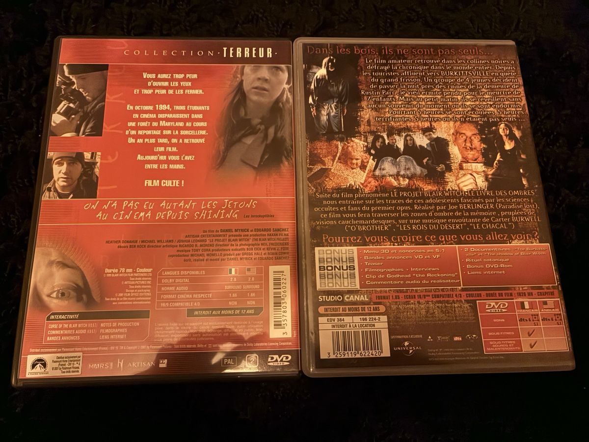 Tutti i DVDs: DVD Le Projet Blair Witch 1 et 2 – Usato da Neyruz FR venduto da Shcc17 1