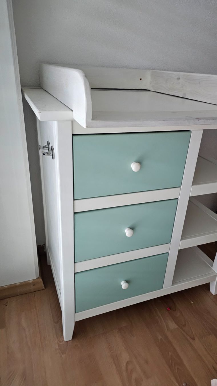 Fasciatoi & Accessori: Wickeltisch / Kommode, Schubladen Weiss/Mint – Usato da Winterthur venduto da qwerty80 2